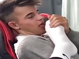 1000 handsome guy smelling white sox on the bus