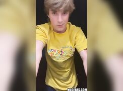 18-year-old student undresses and jerks off in the bathroom