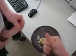 2 teens cum on food & eat it