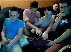 A gang of Turkish Lads get into showing off for webcam
