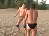 a la plage twink tube fight sand