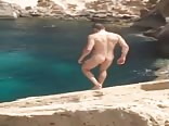 a magnificent straight boy nude dip in the sea