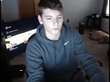 A slender boy masturbates in his room