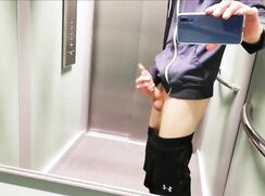 ABX Clips - Series - Risky as fuck! - Elevator cumshot, almost caught!