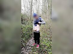 [ABX][4][884] - Boy jerking off and cumming on a forest trail