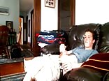 Adorable boy porn whips it out on the couch and cums
