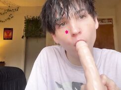 Adorable twink and his dildo