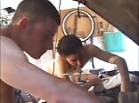 Alex & Angel wankng naked in home garage Pt1