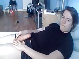 Amazing uncut teen cock is jerked before cum shower