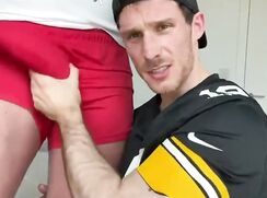 American Football Jock Sucks and Rides Daddy’s Cock Till He Cums boys porn