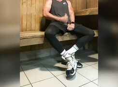 Another Load of Cum in the Sauna from JockDad87