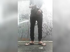 Arab teen jerking off in public