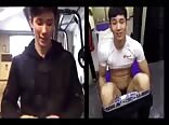 Asian Teen dressed for training and naked in front of cam