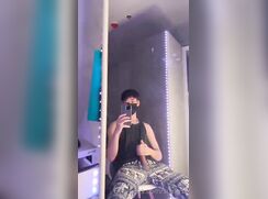Asian Twink Flexing His Muscles and his big dick