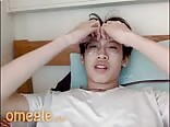 Asian twink porn in his dorm room jerking for a “girl” online