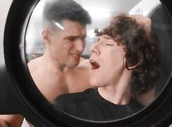 At the laundromat