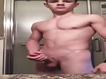 Bathroom selfie flexing and jacking boys porn