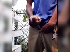 BBC cumming in the back yard