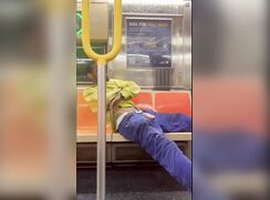 BBC drunk at NYC train getting sucked by Asian