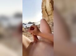 Beach cumshot