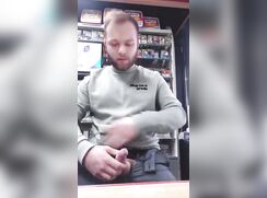 Bearded Guy Jerks Off and  Cums in a Gas Station Mart 320