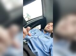 Bearded Twink Jerks & Cums in Car 287