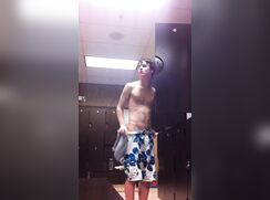 Beautiful boy caught in locker room