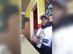 Big Cock Black Jerks in Restaurant-no cum 292