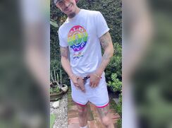 Big dick watering the plants