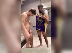 Black and White Jocks Have Quick BJ In Public Locker Room boys porn