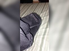 Black socks un bed