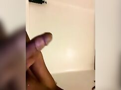 Black teen boy cums a little