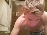 Blond boy porn cums in the bathroom