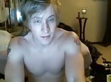 Blond College Hunk Cums and Flexes