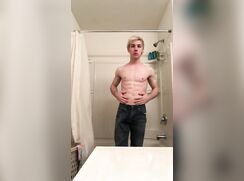 Blond Gay Boy cums in Bathroom 190