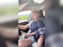 Blond gets Handjob while Driving and Cums 210