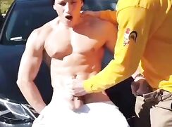 Blond Jerked & Sucked at Car Park-Cums 223