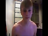 Blond twink wanks his thick cock