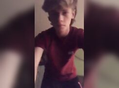 Blonde boy strips twink porn jerks it