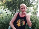 Blonde jerking off on the street gay porn
