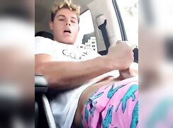 Blonde Twink Jerking Off Car