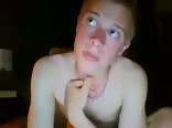 Blonde wanking, fingering and selfsucking