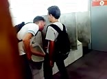 Blowing buddy in the bathroom 