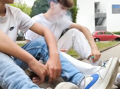 BMB three cute Masterboys give submissive guy a treat (no sex) (no Porn)