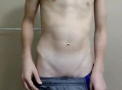 Boy with nice body oils his cock and jerks off twink porn