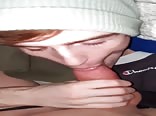 Boyfriend sucks off thick cock