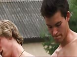 Boys garden party with a lot of mouth shoots