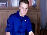 Boys porn in blue jacket hanging out and playing online 