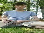 Boys porn leaving some his cock milk in the woods 