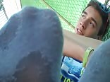 Brendan shows off his sexy feet and Puma socks